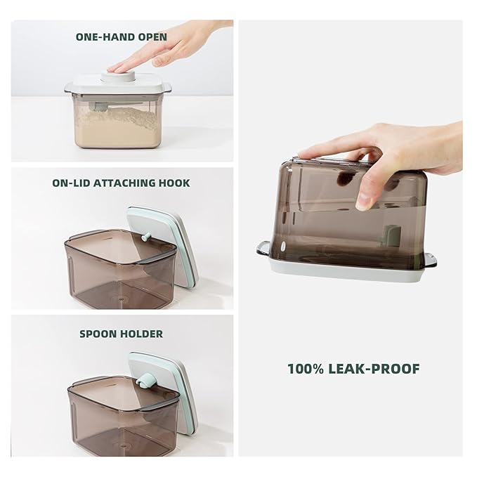 1700ml Airtight Formula Container Pop Up Milk Powder Container Formula Dispenser, 21OZ, 1.32LB, 600g, Brown