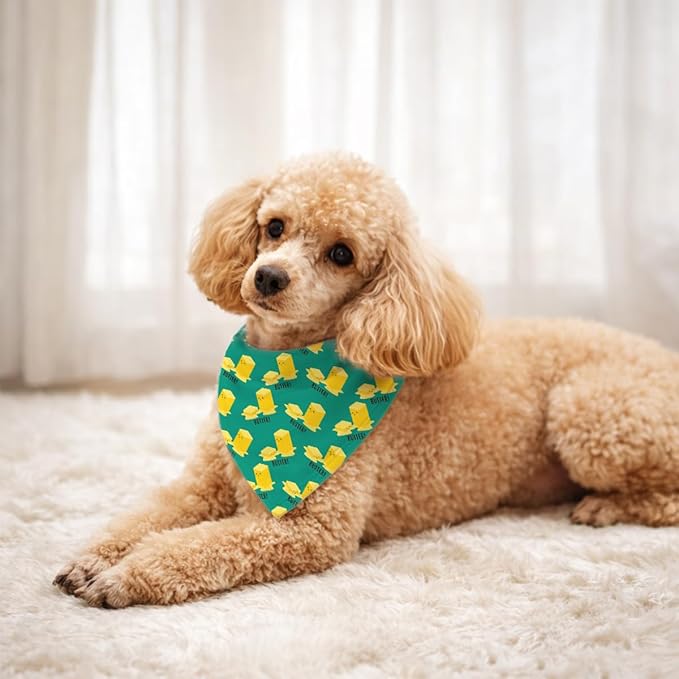Butter Pattern Dog Bandana, Funny Food Themed Pet Kerchief, Butter Cartoon Print Adjustable Triangle Dog Scarf, Comfortable Dogs Bandana for Small Medium Dogs