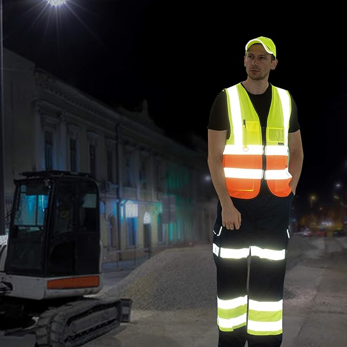 A-SAFETY Purple Reflective Safety Vest - Workwear with 7 Pockets, Hi Vis, Durable, 4 Lower Pockets