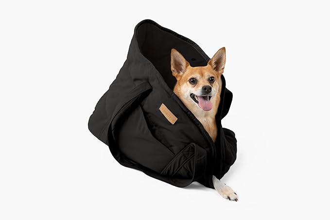 Plush Dog Purse Carrier for Small Dogs, Soft Dog Tote Bag with Safety Harness Clip, Cozy Pet Carrier for Dogs Under 15 lbs, Comfortable Dog Shoulder Carrier for Travel, Black