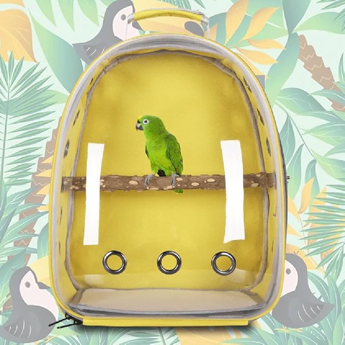 Bird Carrier Backpack, Bird Travel Carrier with Standing Perch, Lightweight Breathable Parrot Cage for Small Birds, Green Cheek, Cockatiel, Parrot