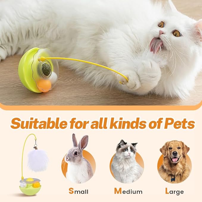 Interactive Cat Feather Toys, 2025 New Catnip Toy, Multifunctional Cat Teaser, Durable Track Ball Pet Toy for Indoor Play, Premium Pet Exercise Toy for Kittens and Adults (Pink)