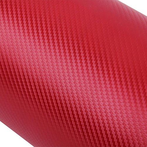 F & B LED LIGHTS Red 3D Carbon Fiber Film Twill Weave Vinyl Sheet Roll Wrap (48" X 60", Red)