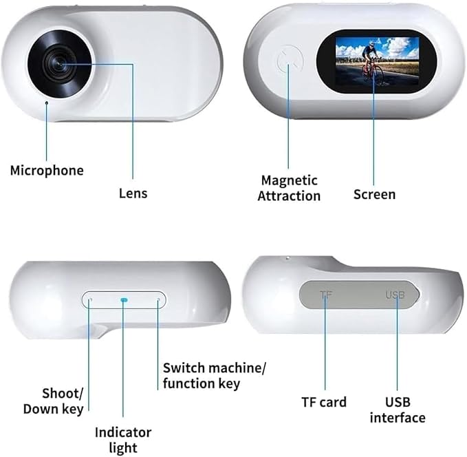 Waterproof Dog Camera 2.0-1080p Pet Action Camera with Real-time Feed, Mini Wireless Cat Camera, Includes 32gb Sd Card for Pets & Dogs White