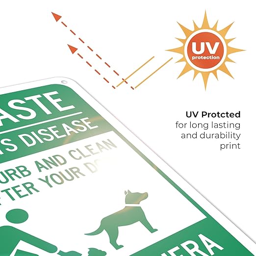Pet Waste Leash-Curb and Clean Up After Your Dog Under Camera Surveillance Sign, 10x7 Inches, Rust Free .040 Aluminum, Fade Resistant, Made in USA