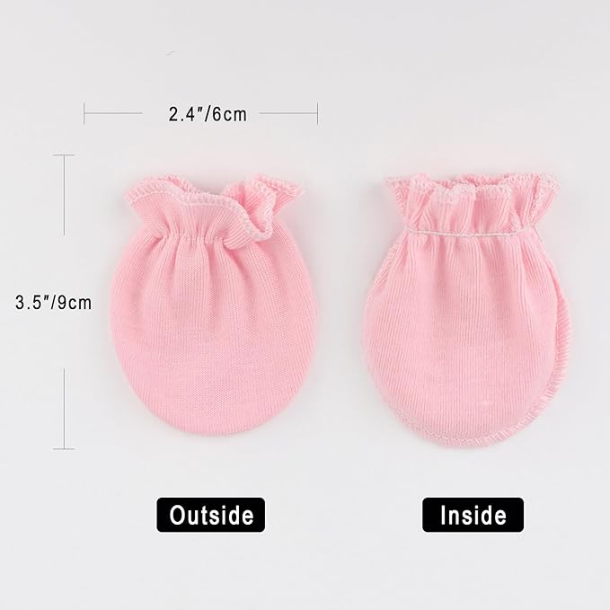 BQUBO Newborn Infant Toddler Mittens No Scratch Cotton Elastic Wrist Gloves Hypoallergenic for 0-6 Months Baby Boys Girls