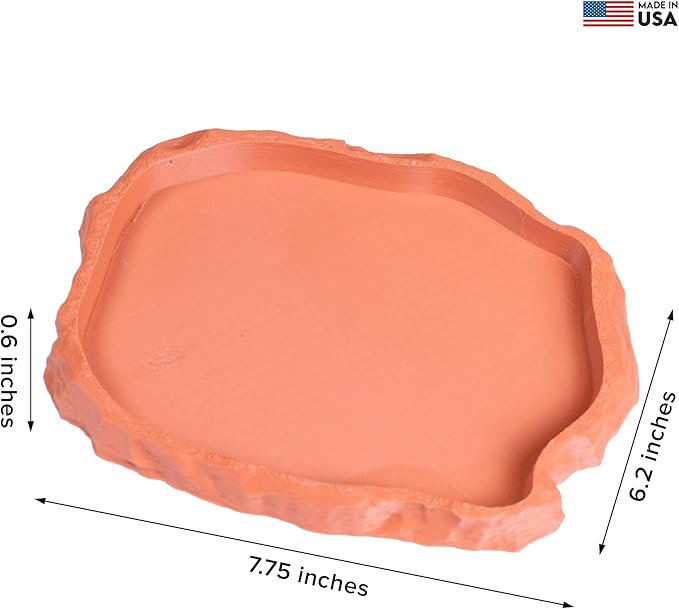 Gecko Cave Reptile Feeding Tray – Naturalistic Pet Dish for Lizards, Snakes, Bearded Dragons, Tortoises & Turtles - Terracotta