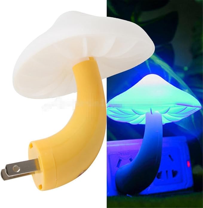2Pack Sensor LED Night Light Plug in Lamp Mushroom Nightlight Cute Night Lights for Adults Kids Bedroom, Bathroom,Toilet,Hallway,Stairs,Kitchen Blue