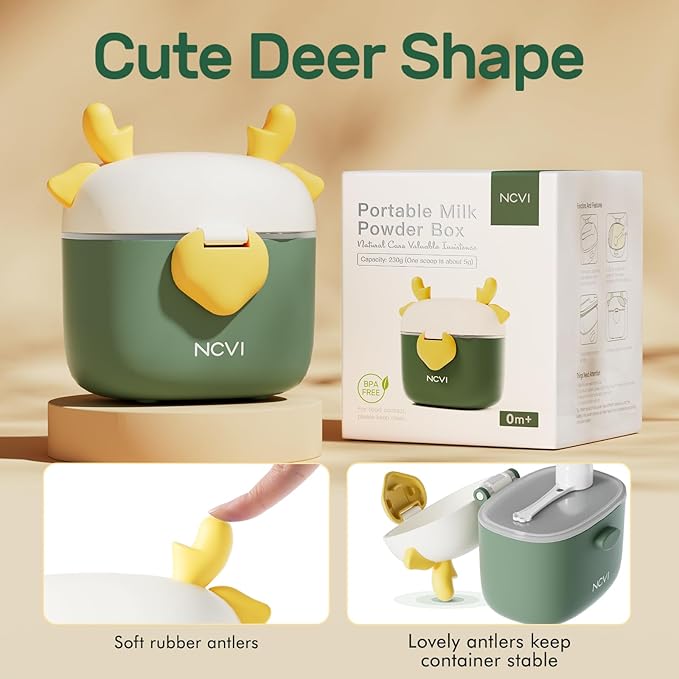 NCVI Baby Formula Dispenser On The Go, Formula Container To Go, Formula Holder for Travel, Outdoor Picnic with Baby Infant, Portable Container for Milk Powder, Snacks, Candy, Fruits (Green)