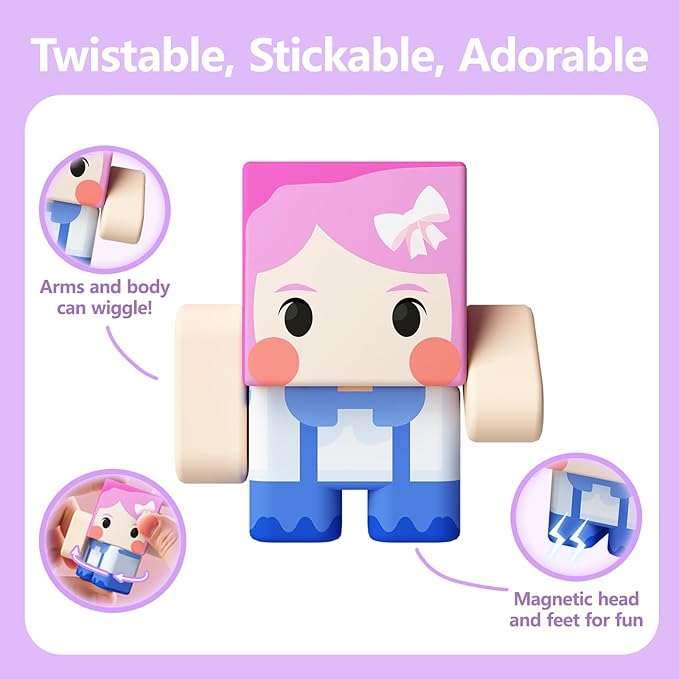 GobiDex 8PCS Magnetic Figures Playset Rotatable Animal & Character Toys for Kids, Toddlers Sensory Pretend Play Travel Toys Compatible with Magnet Blocks