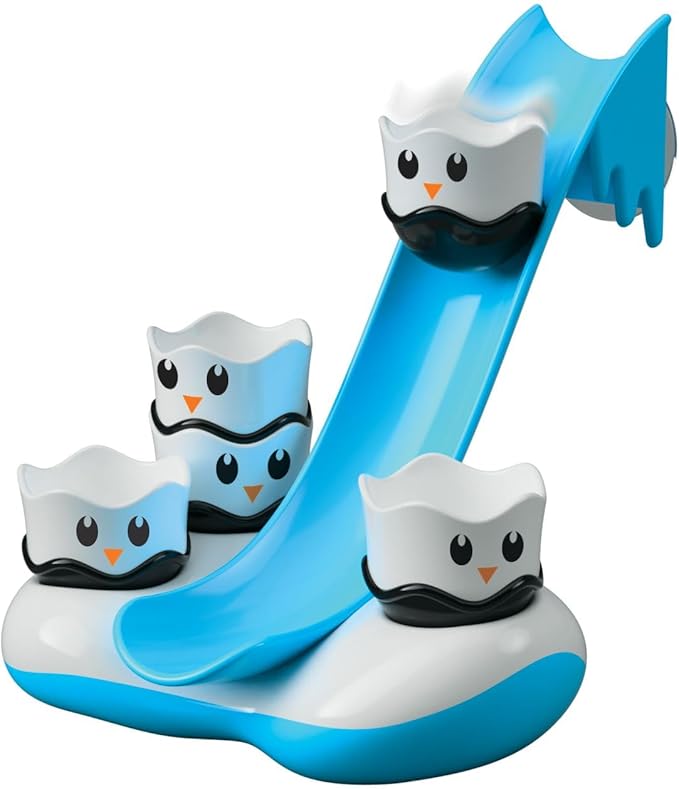 Fat Brain Toys Waddle Bobbers, Kids Bath Toys, Bath Time Fun Playset with Floating Penguins