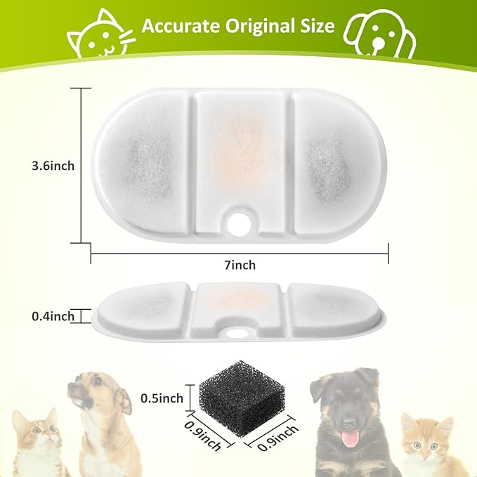 8 Pack Replacement Filters for Capsule Cat Water Fountain PLWF002, ZEKIRY Cat Water Filter Replacement, Triple Filtration Pet Water Fountain Filters