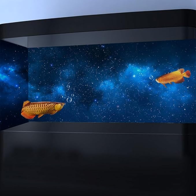 72X16IN Starry Aquarium Background, Art Starry Fish Tank Decorations Background, with 8 EVA Double-Sided Tape