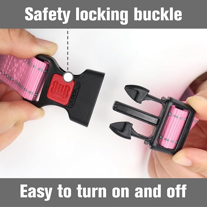 Joytale Martingale Collar for Dogs, Reflective Heavy Duty for Safety, Quick Release Buckle, Adjustable Nylon Collars for Puppy and XSmall Dogs Walking Training, Pink, XS