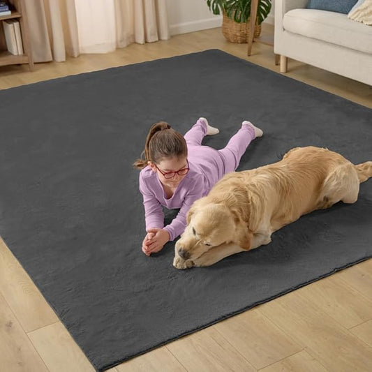 GORILLA GRIP Ultra Soft Washable Area Rug, Stain and Slip Resistant Plush Thick Carpet for Bedroom Living Room, No Shed Floor Rugs, Pet Friendly, Dorm Essentials, Kid Nursery Home Decor, 3x5 Dark Gray