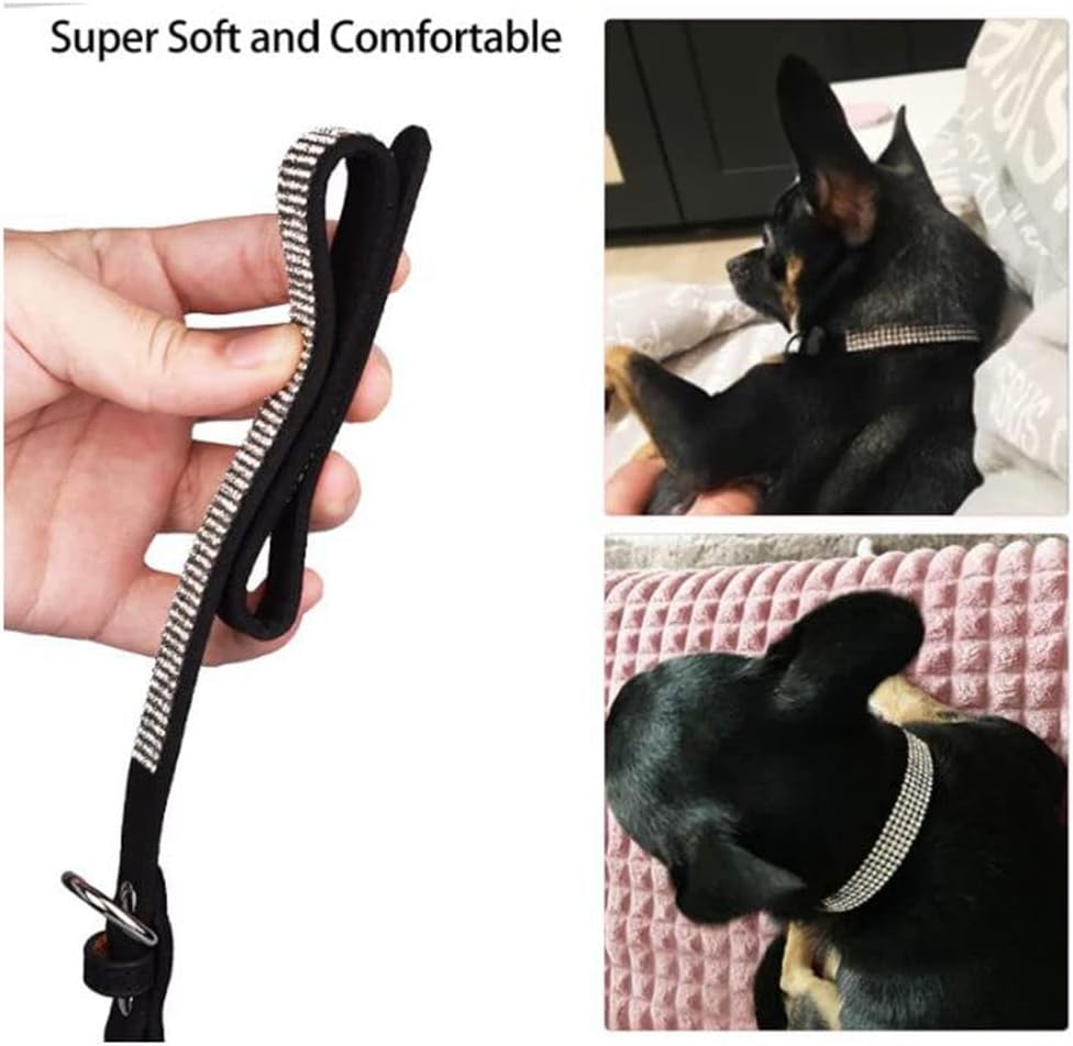 Rhinestone Dog Collar for Small Dogs, Bling Diamond Fancy Crystal Glitter Pretty Jewel Pet Puppy Collars for XXS XS Small Medium Large Breed Girl Dogs Female Cats Kitten, Black XL