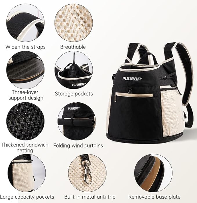Pet Dog Carrier Backpack, cat Carrier Pouch, Small Dog Front Backpack, Breathable Mesh Dog Travel Backpack with Safety Belt, Suitable for Travel, Hiking, Cycling, and Outdoor Adventures