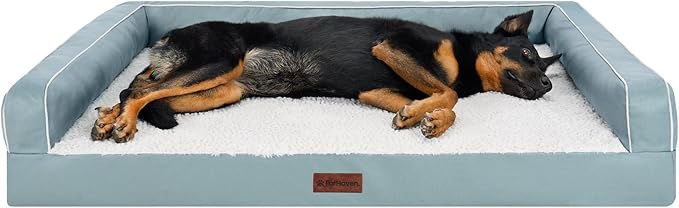Furhaven Cooling Dog Sofa Bed – Memory Foam Couch with Bolsters, Textured Plush & Water-Resistant Cover, Washable Cover - Riverway, Jumbo Plus