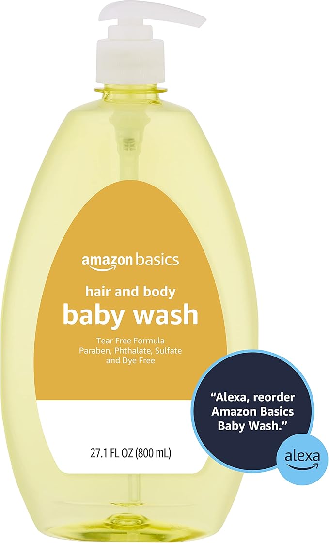 Amazon Basics Tear-Free Baby Hair and Body Wash, 27.1 Fluid Ounce, Lightly Scented, 4-Pack (Previously Solimo)