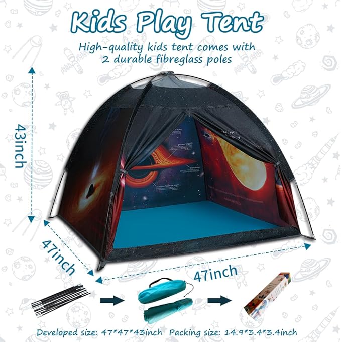 Black Hole Play Tents- Space World Dome Tent Playhouse- Imaginative Play Popup Tent for Outdoor and Indoor Fun-Kids Astronaut Space for Boys and Girls- 47" x 47" x 43 "