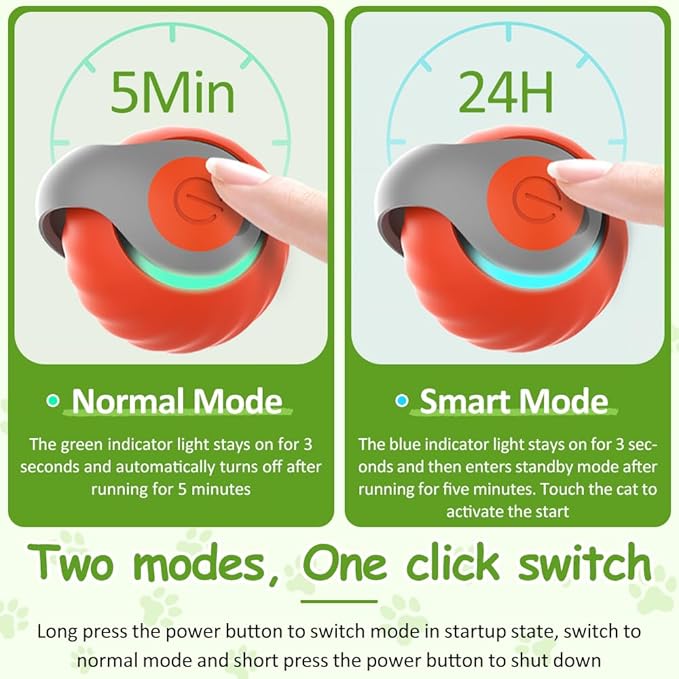 Interactive Cat Toys for Indoor Cats, Smart Interactive Cat Toy Ball with Tail Automatic Kitten Toys for Bored Indoor Adult Cats Two Speed Adjustment (Blue&Orange)