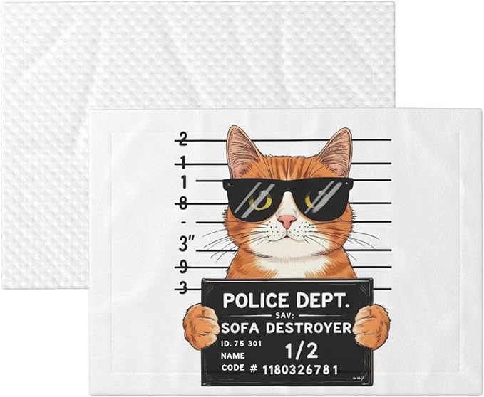 Cat Holding Mugshot Sign Print Soft Plush Pet Blanket, Washable Dog Blanket, Cat Fleece Throw, Puppy Bed Crate Mat & Sofa Couch Protector - Medium