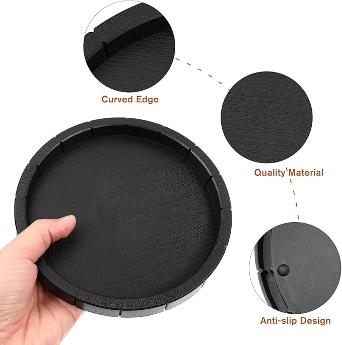 Popetpop 2 Pcs Reptile Feeding Dish: Plastic Turtle Food Bowl, Reptile Food Dish for Tortoise, Leopard Gecko, Lizard, Bearded Dragon, Snake Drinking and Eating (Black, 6.9 Inch)