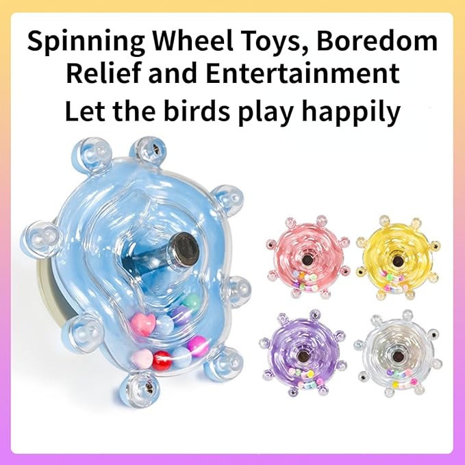 Parrot Spinner Toy, Funny Parakeet Toy Interactive Parrot Toy Bird Toy Spinning Rattle Cockatiel Toys Bird Cage Accessories for Entertainment Chewing Exercise (Blue)