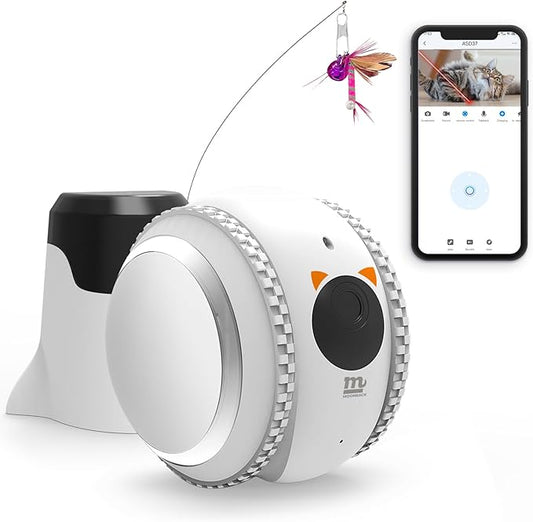 MOONBACK Indoor Cat Camera with Phone APP, 2-Way Audio Move Freely WiFi Wireless Pet Camera Robot for Dogs and Cats, Auto-Recharging, Privacy Protection