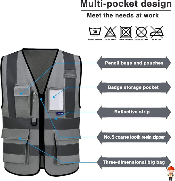 A-SAFETY grey reflective vest