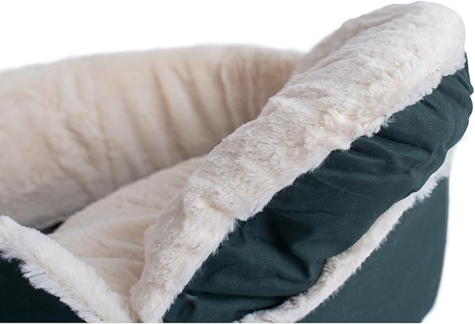 Retro Relaxation Oval Pet Bed - 16.5" L x 15" W x 8" H - Canvas & Plush, Waterproof Base, Ideal for Cats and Extra Small Dogs, Machine Washable