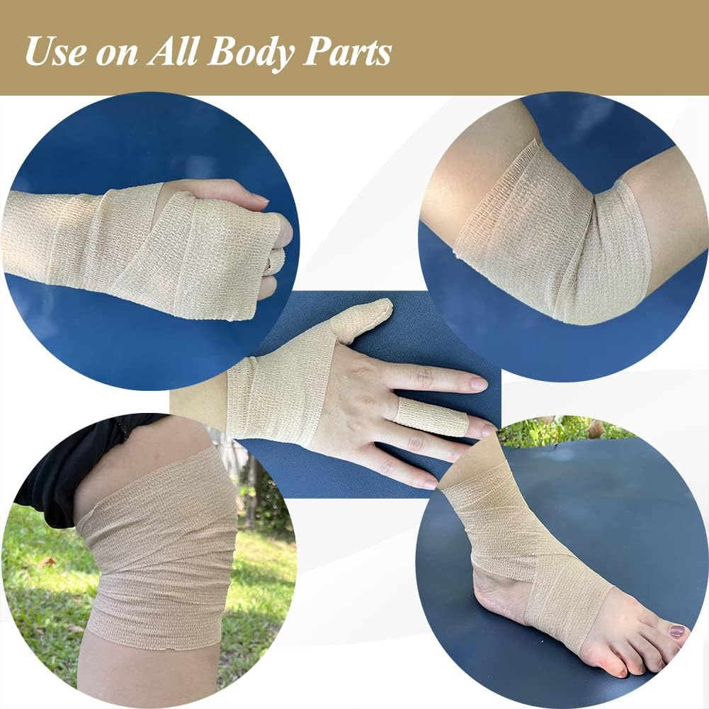 Self Adhesive Bandage Wrap,2 Inch Athletic Tape Breathable Elastic Brown Cohesive Bandages, Vet Wrap Sports Tape for First Aid, Wrist Sprains Protection,Dogs