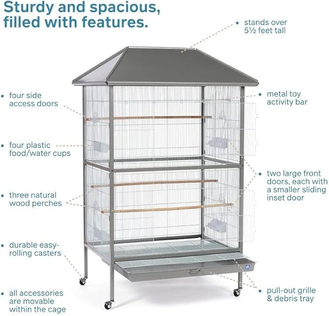 Maykoosh Bird Cage - Spacious & Elegant Design for Parakeets, Canaries & Cockatiels