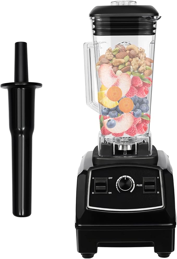 Blender 2L Automatic Smoothie Mixer Baby Food Blender 68oz Fruit Vegetables Juicer 2200W High-Speed Blender Tabletop Soundproof Milkshake Maker (Black)