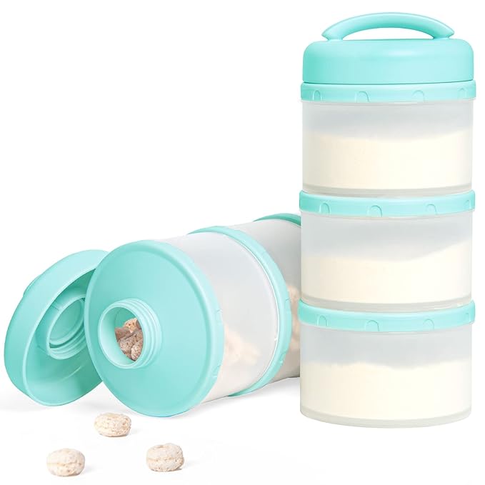Termichy Stackable Formula Dispenser Portable Milk Powder Container, 2 Pack, Mint