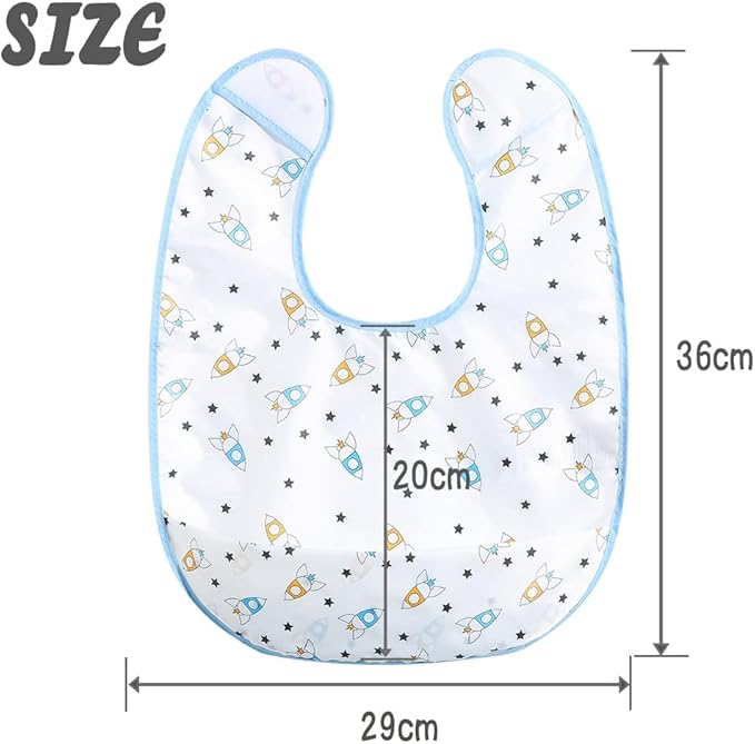 Baby bibs Waterproof Toddler bib - Feeding bib with Pocket for Infant Boy Girl Washable 6-36M