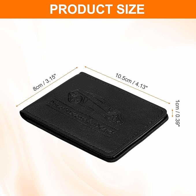 HARFINGTON Car Registration and Insurance Holder PU Leather Vehicle Glove Box Organizer Storage Accessories Car ID Holder with 6 Pockets for License ID Card Bank Card Documents, Black