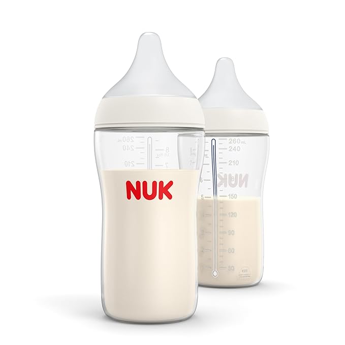 NUK Perfect Match 2-in-1 Natural and Anti-Colic 8oz Bottle with Adaptable Medium Flow Nipple, 2 Pack