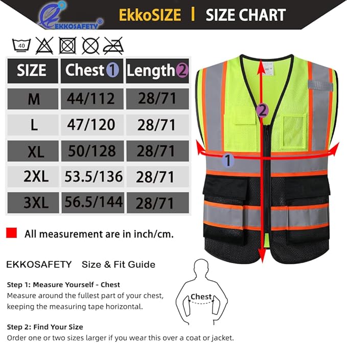 Reflective Mesh Safety Vest for Men Women with 5 Pockets and Zipper Front High Visibility Mesh Vest Hi Vis Construction Work Vest,Meets ANSI/ISEA Standards(EK175-Yellowblack-M)
