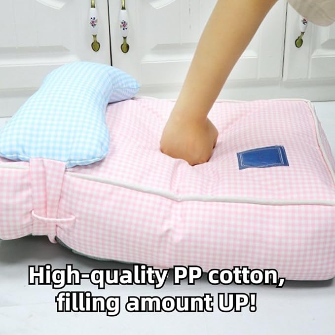 Dog Bed for Small Dogs, Dog Mattress with Pillow for Crate Kennel, Sofa Dog Bed, Super Soft Pet Bed for Medium, Small Dogs Breeds,Pet Bed Puppy Bed,Beds & Furniture (Pink,Small)