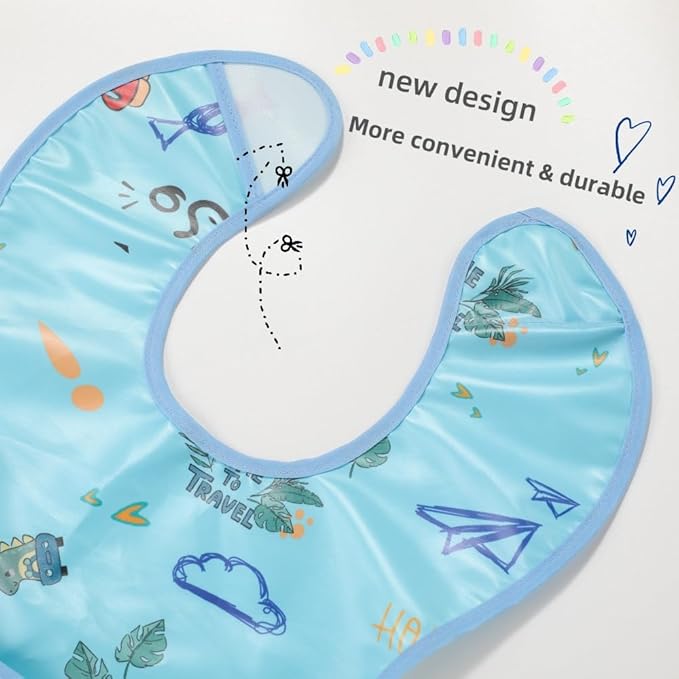 Baby bibs Waterproof Toddler bib - Feeding bib with Pocket for Infant Boy Girl Washable 6-36M