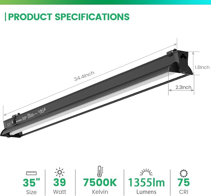 T5 UVB Reptile Light 10.0 HO Combo Kit, 35" UVB Light Adjustable Brightness & UVA UVB, 39W Reptile Lamp for Tropical & Deserts Such as Bearded Dragon