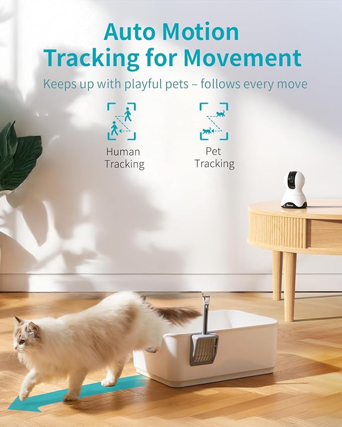 VIMTAG 4K UHD Pan/Tilt Cameras for Home Security, Indoor Camera for Pet/Dog/Cat/Baby/Nanny/Room with Phone App, 5G/2.4G WiFi, Night Vision, 2-Way Audio, Motion Tracking, AI Detection, Works w/Alexa