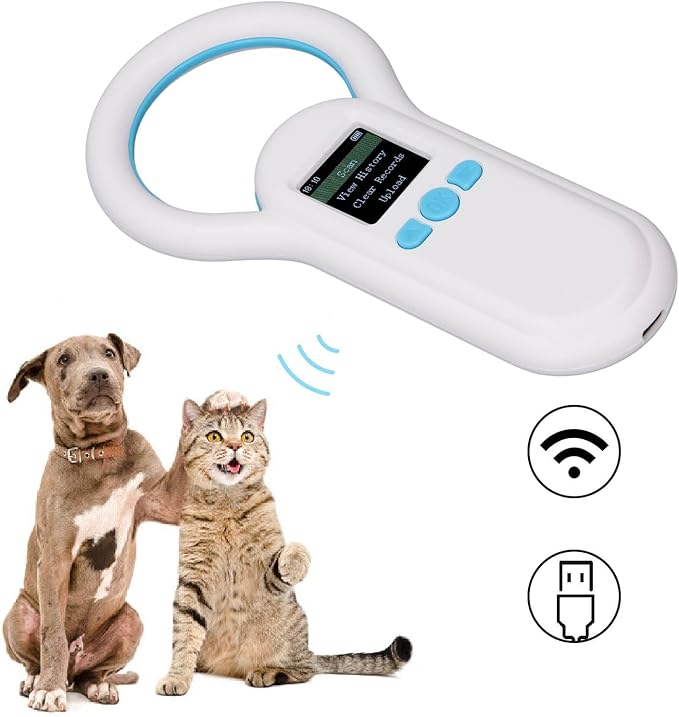 Pet Microchip Scanner, 134.2Khz USB2.0 Bluetooth 5.0 Animal Chip ID Tag Scanner Reader with 1.44 Inch TFT Screen & 500 Data Storage, for ISO 11784/11785 FDX B and ID64
