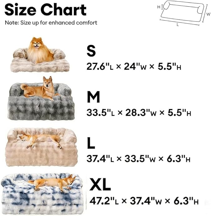 Dream Cloud Pet Sofa Bed for Dogs Cats, 2026 Washable Removable Calming Fluffy Plush Mat for Furniture Protector, Long Fur Non-Slip, for Small/Medium/Large Home Pets (Khaki, S：27.6 * 24in)