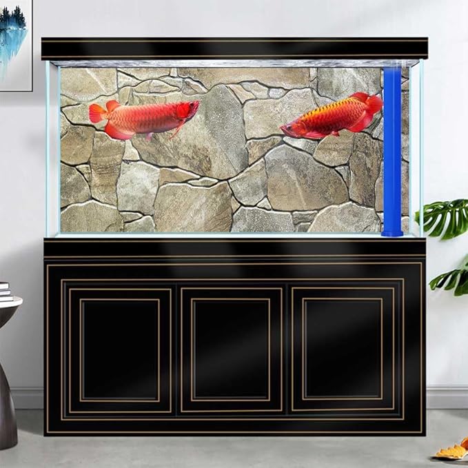 24X16IN Marble Aquarium Background, Art Marble Aquarium Background, Natural Marble Glass Terrarium Background with 8 EVA Double-Sided Tape