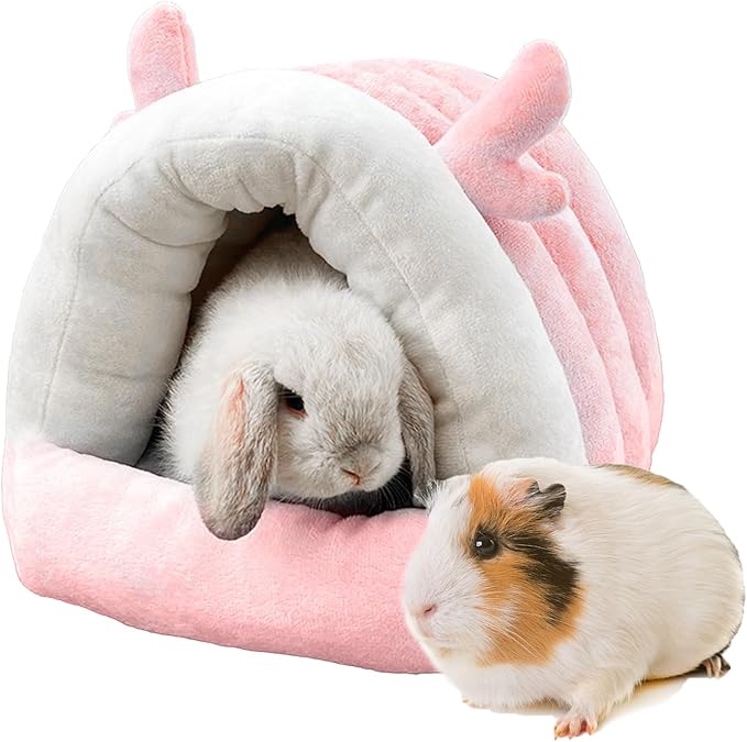 Guinea Pig Hideout, Warm Bed for Guinea Pig,Rabbits, Chinchillas, Cozy Small Animal Winter Shelter (Pink, Large)