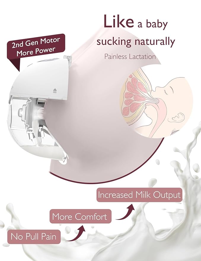 Momcozy Breast Pump Hands Free M5, Wearable Breast Pump of Baby Mouth Double-Sealed Flange with 3 Modes & 9 Levels, Electric Breast Pump Portable - 24mm, 2 Pack Cozy Red