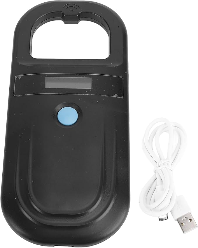 Sorandy Rechargeable EMID FDX B Portable Pet Microchip Scanner, Pet Chip Scanner, OLED Display with 134.2KHz, 128 Sets of Data, Ideal for Animal, Pigs, Dogs, Cats (Black)