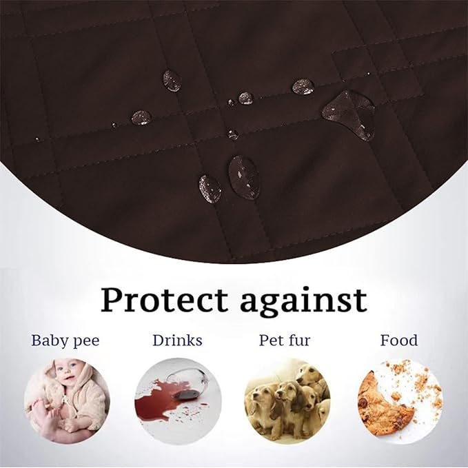 Dog Bed Cover Waterproof Microfiber Quilted Mattress Cover Pet Mat Silicon Non Slip 9 Size Furniture Protectors for Bed Sofa Couch (208 x 208 cm/82 x 82 in,Brown)
